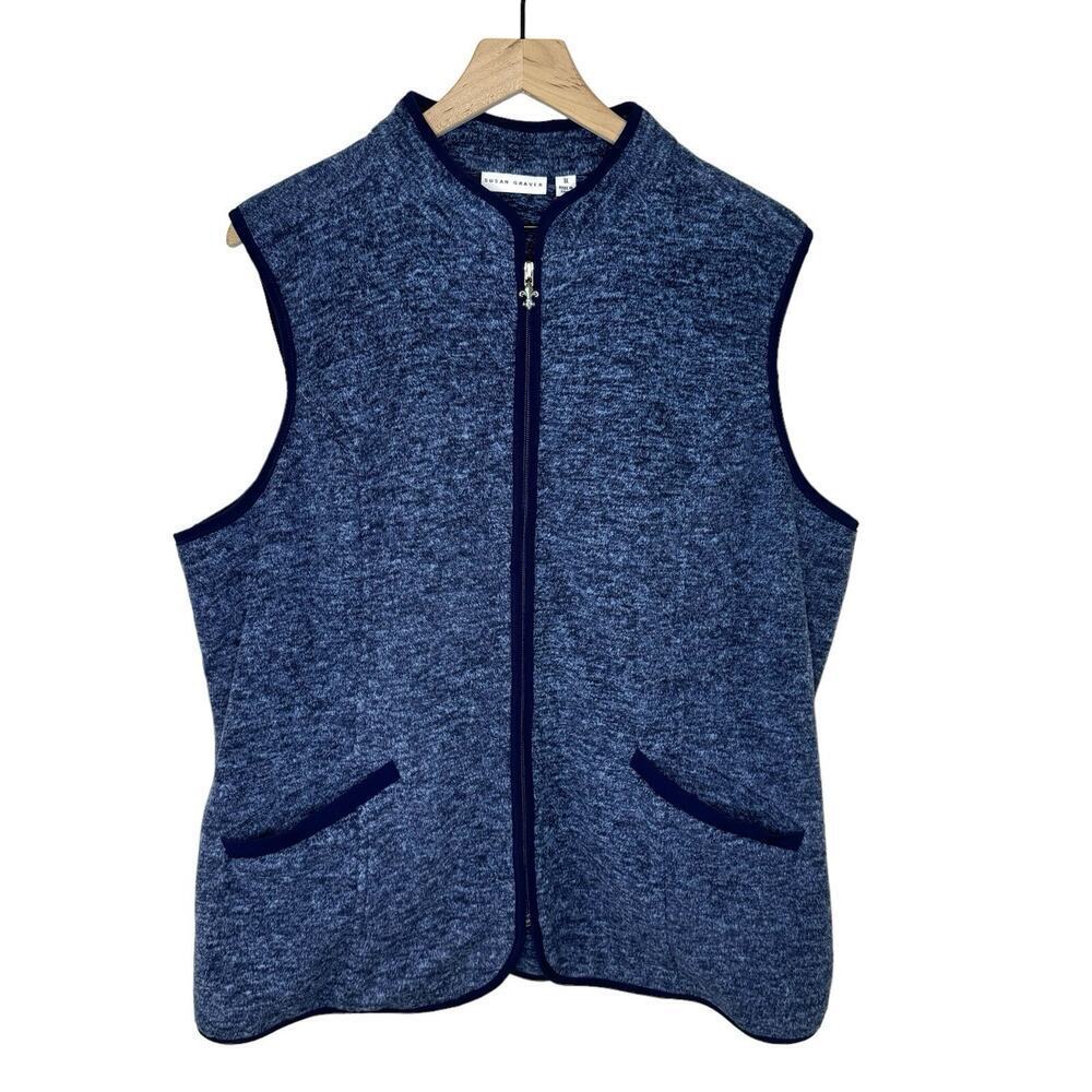 Susan Graver Women’s Fleece Full Zip Vest Size 1X Pockets Coastal Grandma